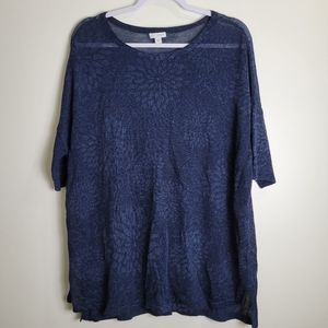 PURE J.JILL Linen Blend Floral Sheer Lightweight‎ Dolman Sleeve Knit Top M